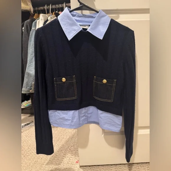 Sandro CROPPED WOOL AND CASHMERE SWEATER - Picture 6 of 10